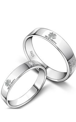 SS11063 S925 Silver Clover couple rings